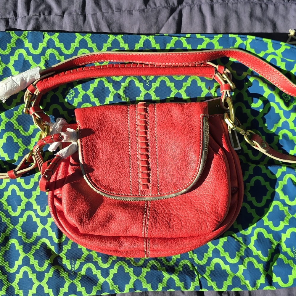 Oryany Whipstitch Peppled Leather Flap Satchel NWT